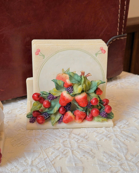 Berry Pattern Vintage Coaster Set
