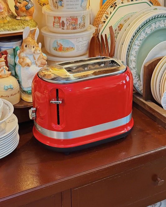 Red Retro Bread Warmer Toaster