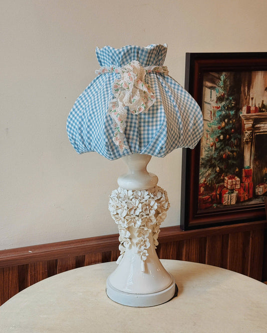 Blue Gingham Ruffle Table Lamp
