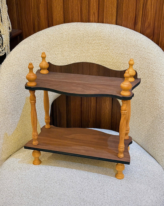 Vintage Wooden Two-Tier Shelf