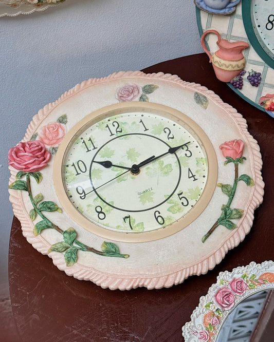 Cottage Style Rose Wall Clock