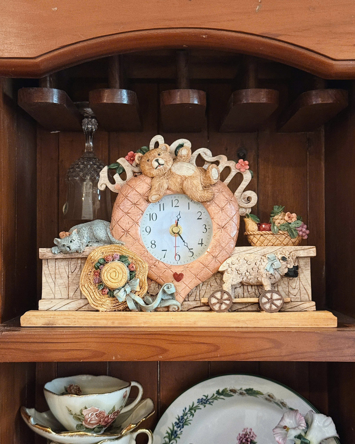 Rustic Teddy Bear Decorative Clock