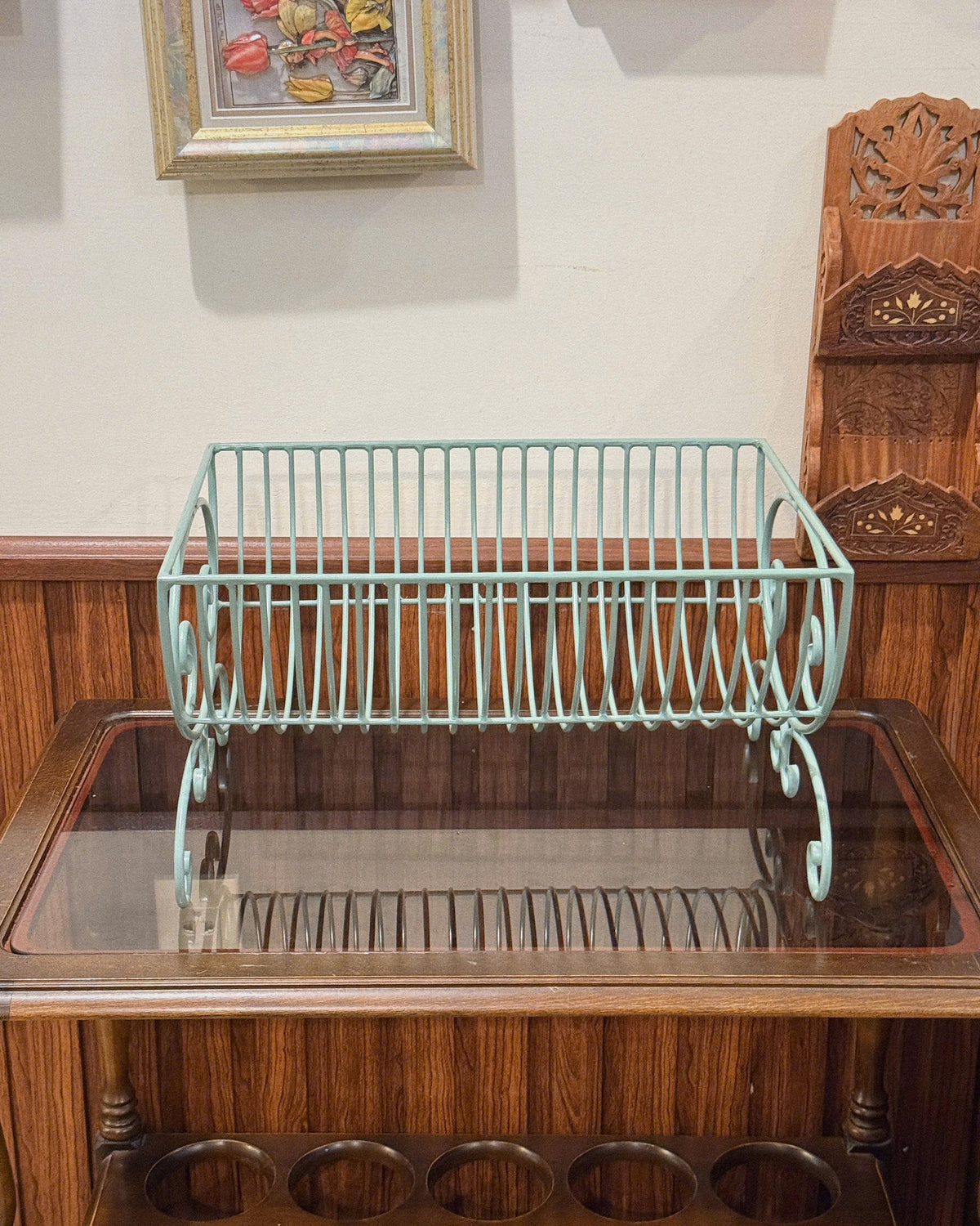 Mint Green Vintage-style Dish Drying Rack