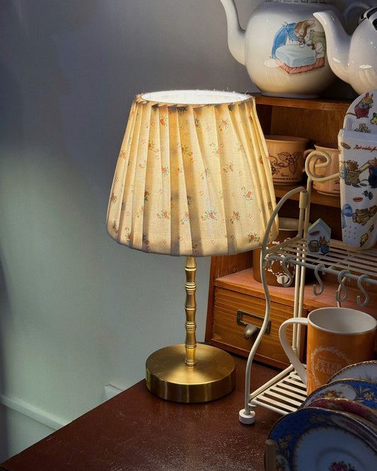 Vintage Floral Pleated Table Lamp