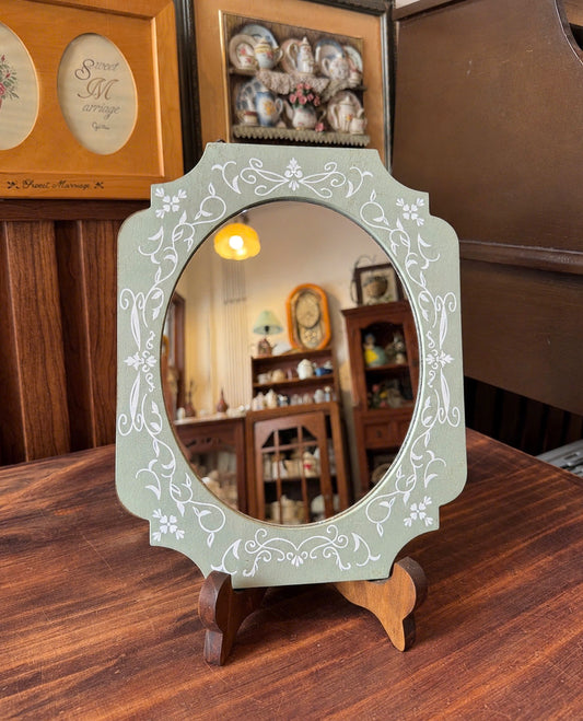 Vintage Sage Green Ornate Mirror