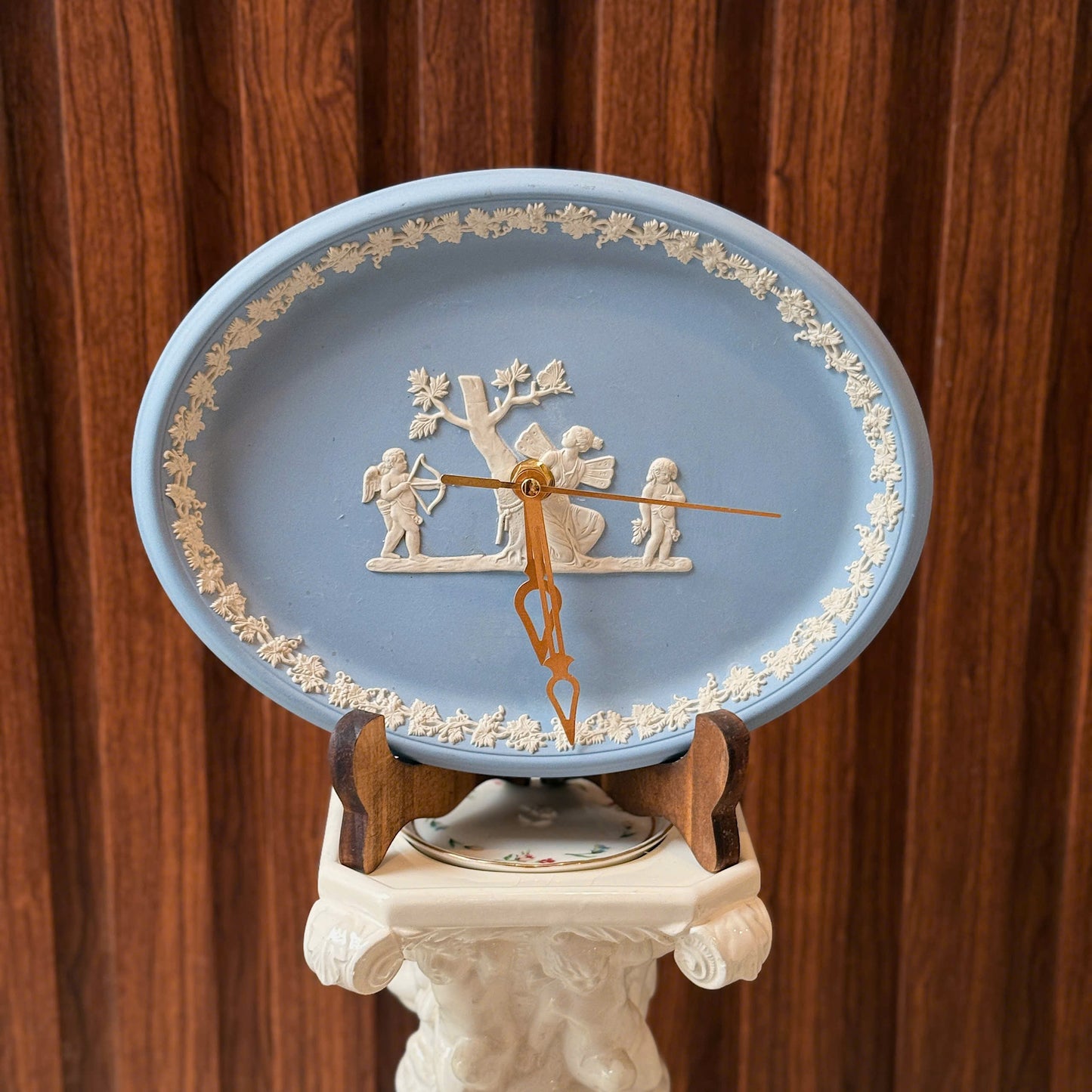 Wedgwood Blue Jasperware Cupid & Psyche Reworked Clock