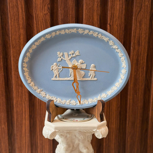 Wedgwood Blue Jasperware Cupid & Psyche Reworked Clock