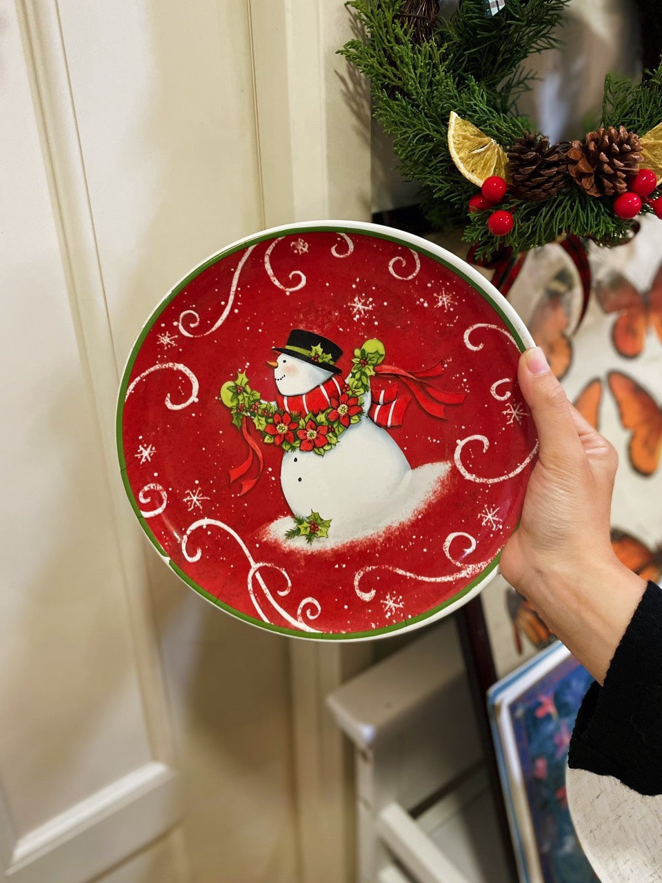 Dĩa Giáng Sinh Certified International Holiday Magic Snowman Dessert/Salad Plate
