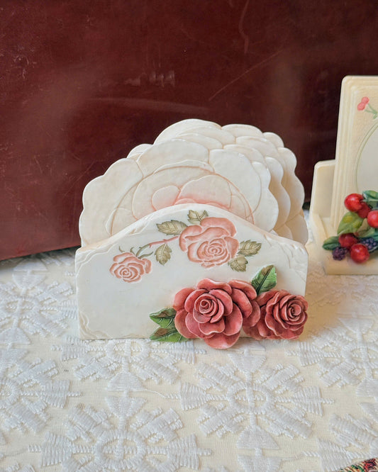 Roses Pattern Vintage Coaster Set
