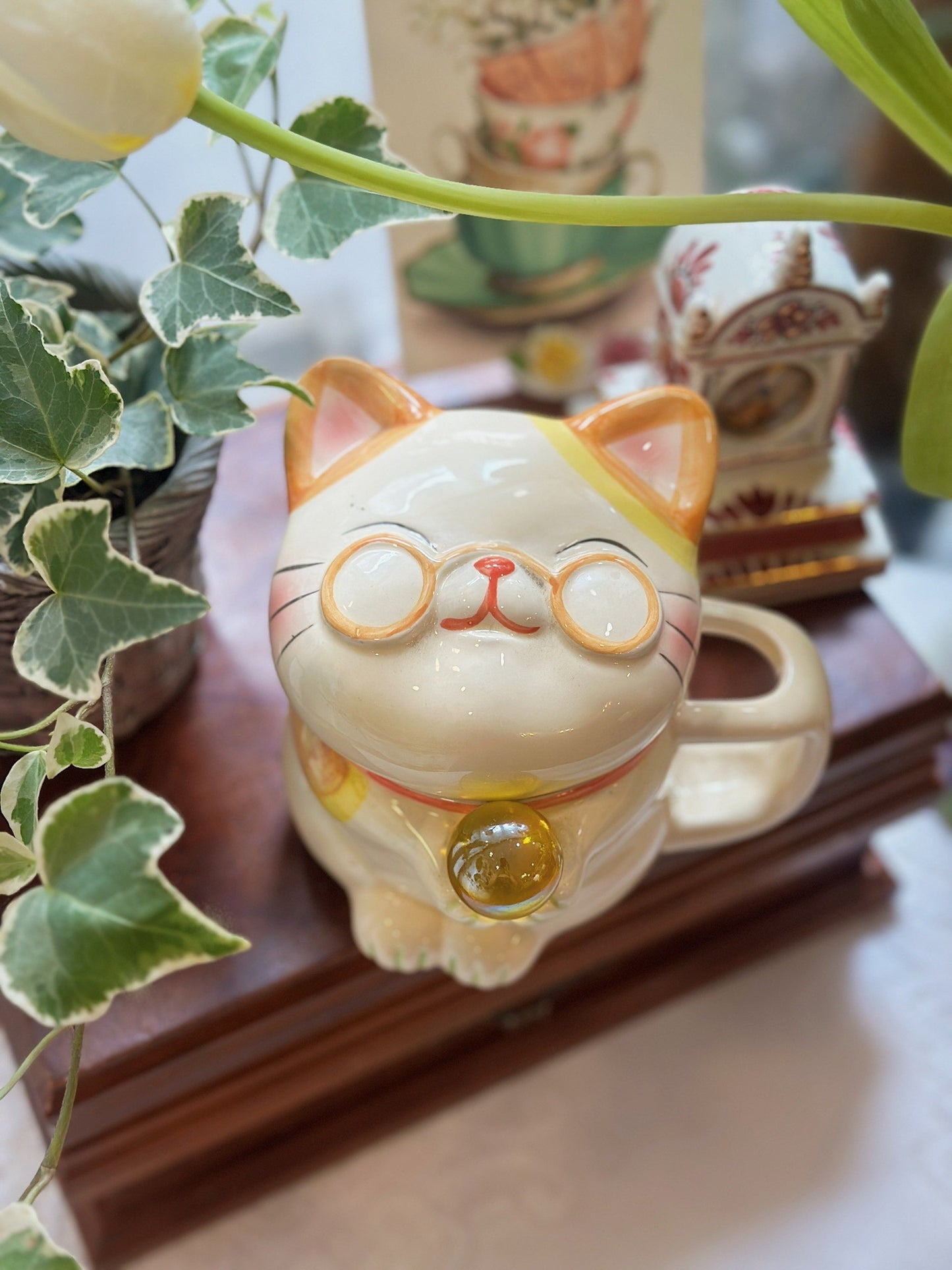 Cốc trà bé mèo vàng xinh xắn ✨