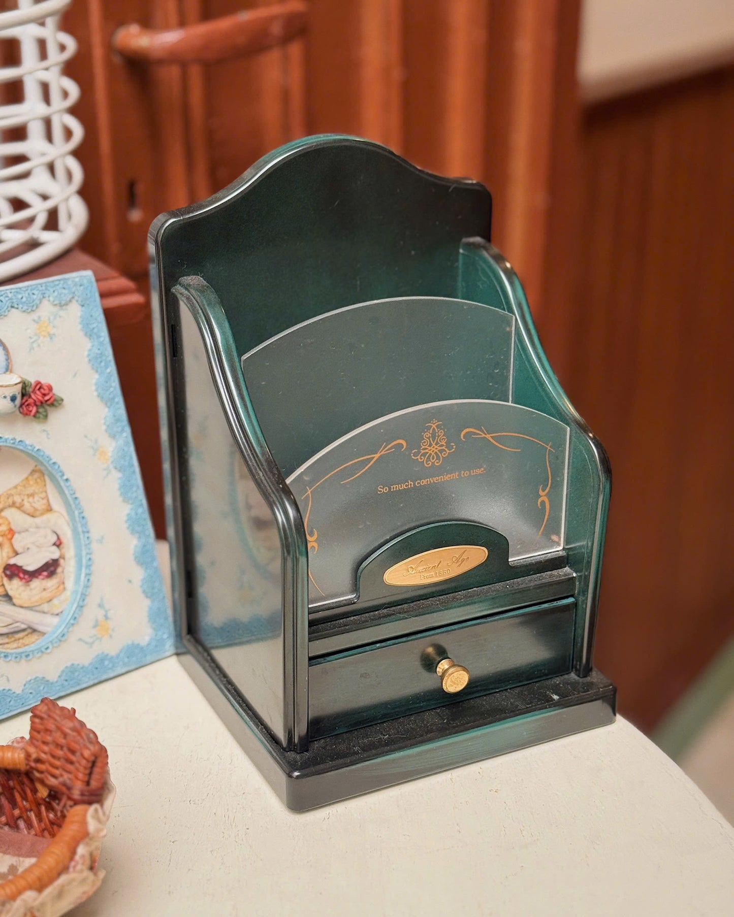 Vintage Dark Green Letter Rack