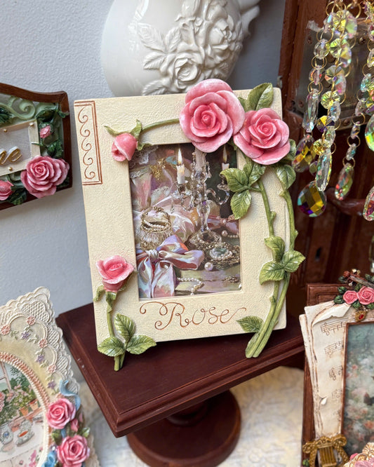 Vintage Style Frame with Pinky Rose Pattern