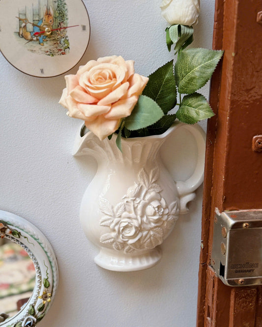 Vintage White Wall Flowers Vase