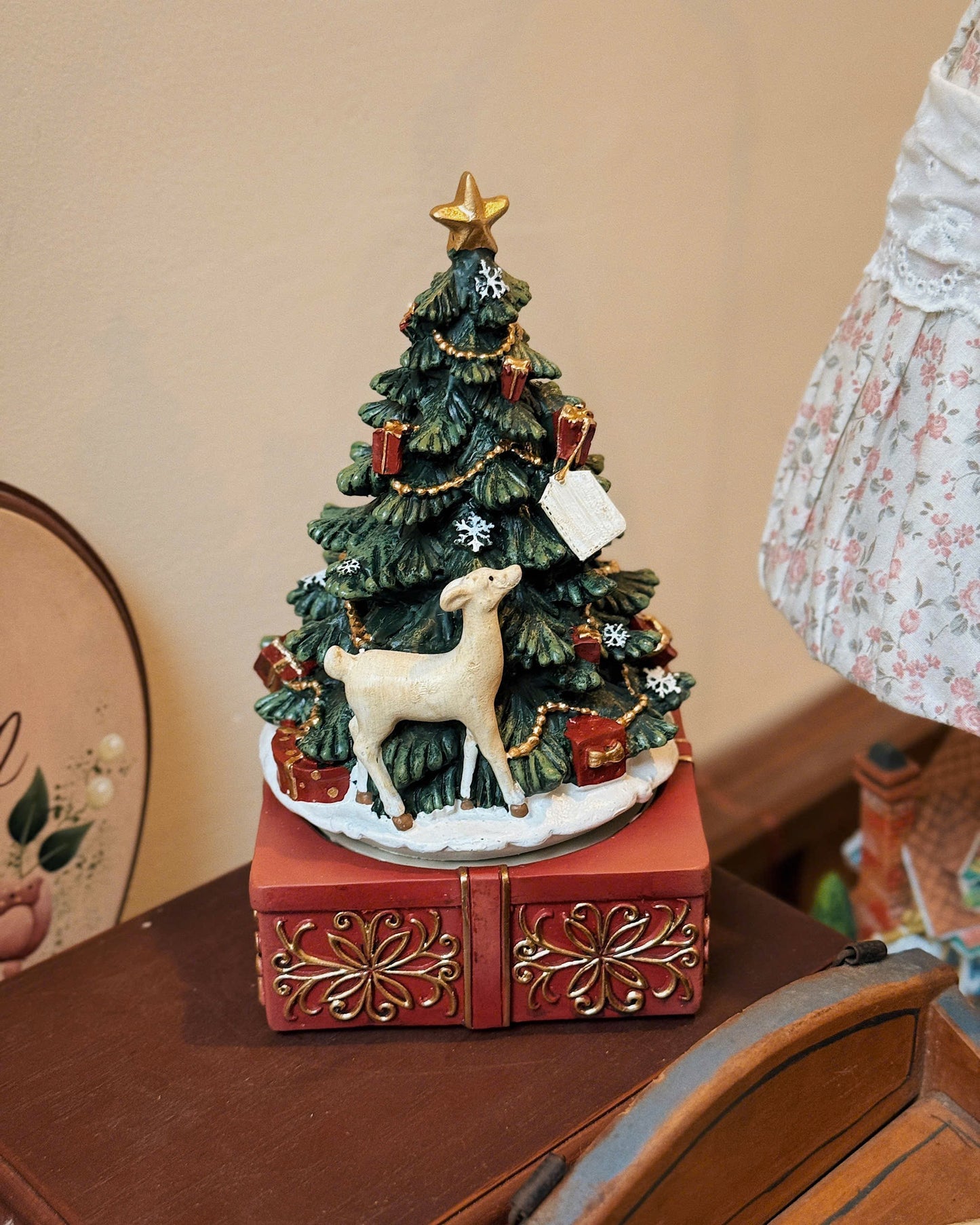 Christmas Tree with Little Reindeer Music Box