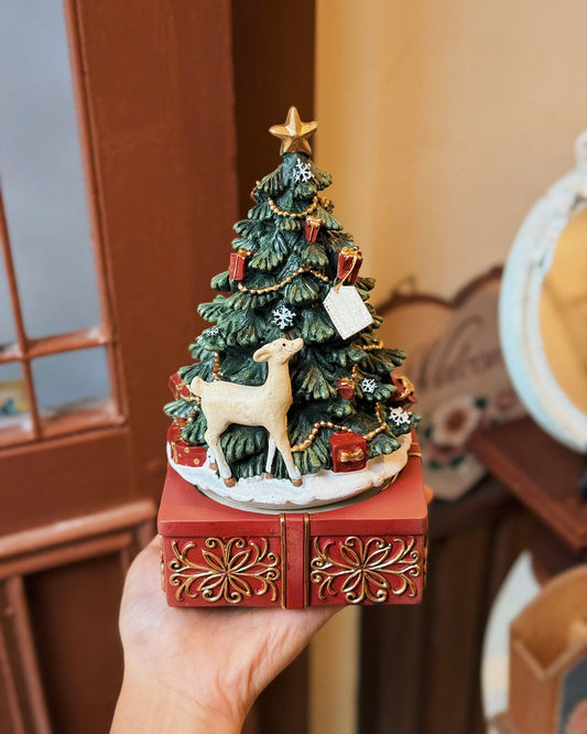 Christmas Tree with Little Reindeer Music Box