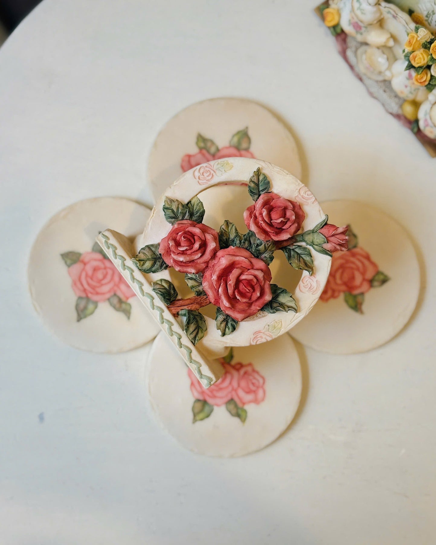 Rose Pattern Coaster Set