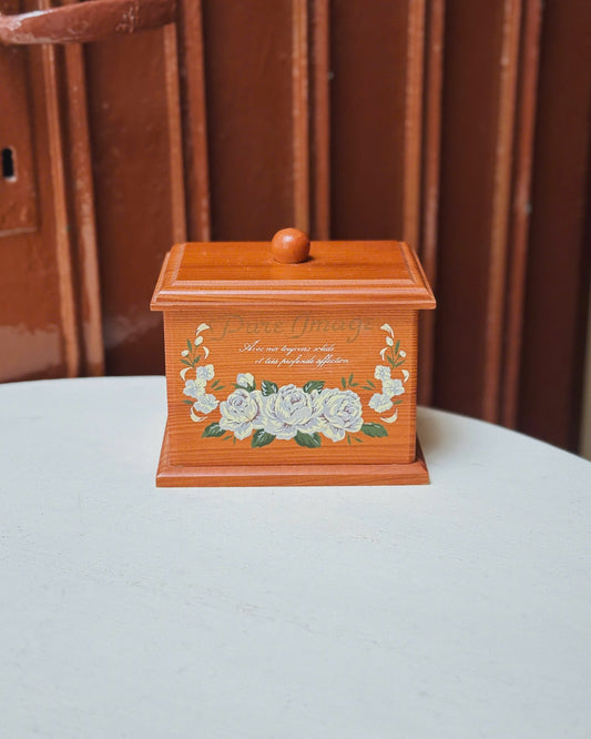 Vintage Rose Pattern Wooden Box