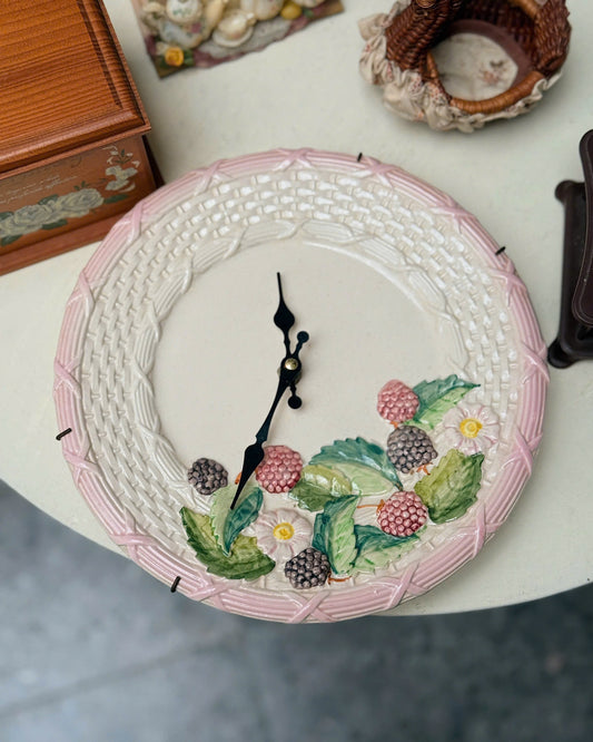 Vintage Ceramic Blackberry Pattern Clock
