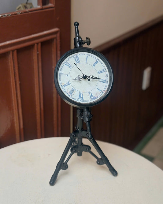 Vintage Black Metal Tripod Clock