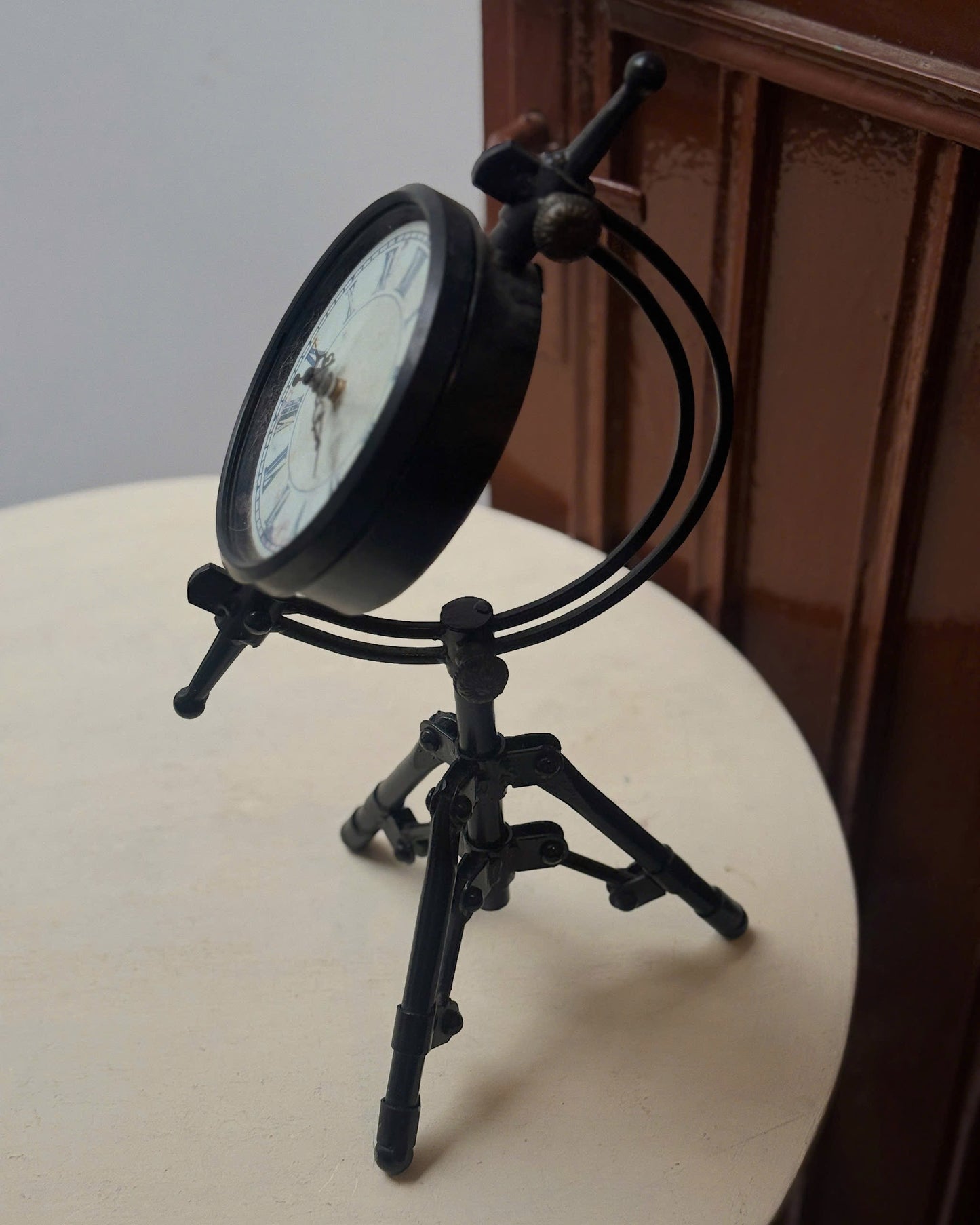 Vintage Black Metal Tripod Clock