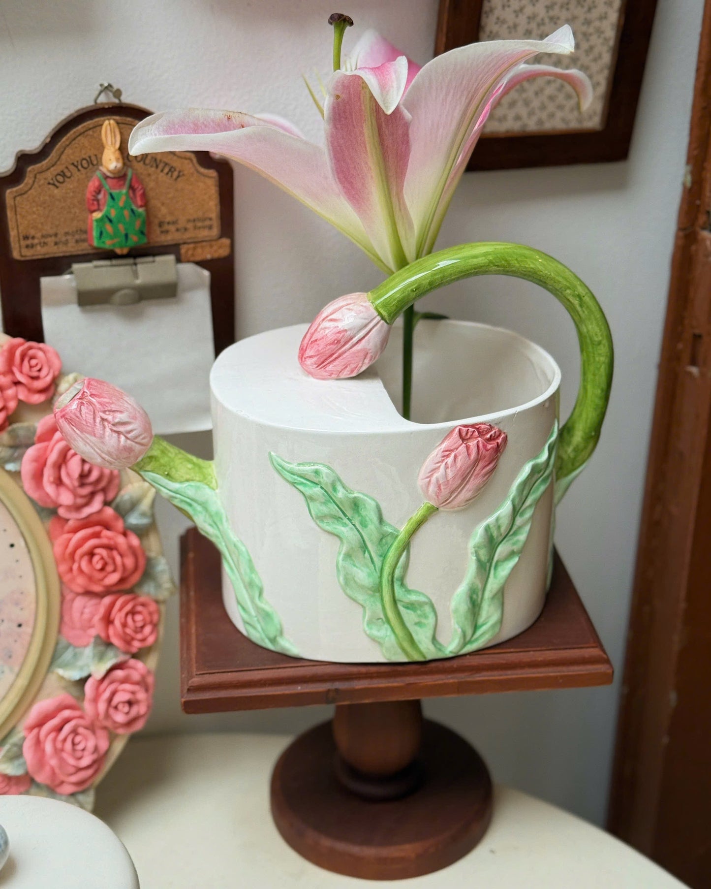 Vintage Ceramic Tulip Watering Can