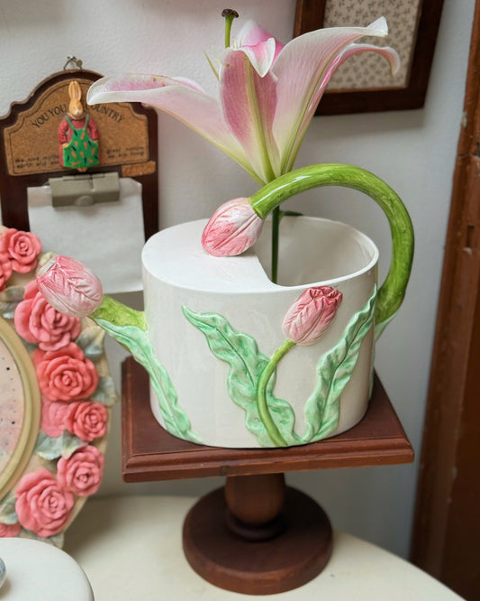 Vintage Ceramic Tulip Watering Can