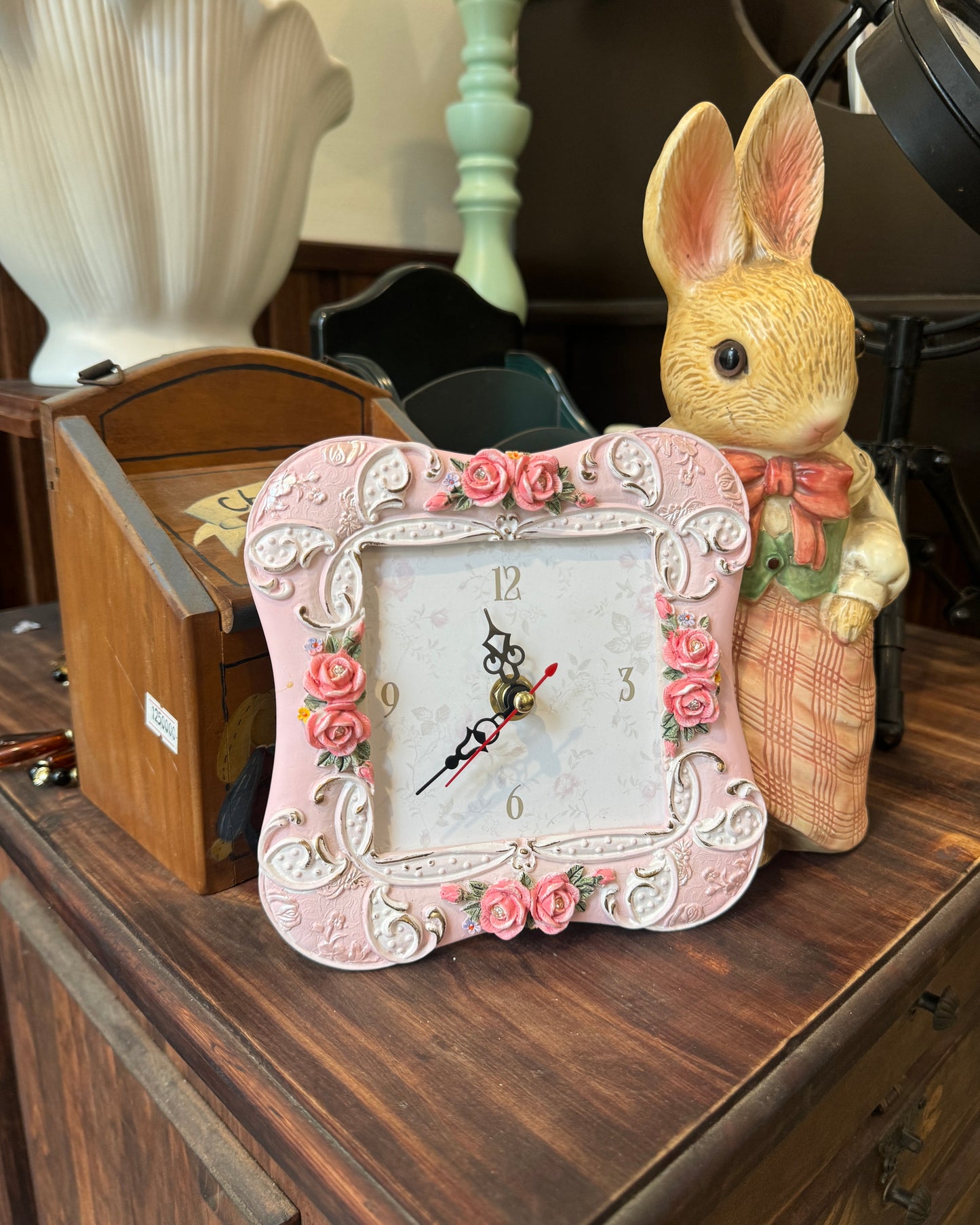 Vintage Square Rose Clock