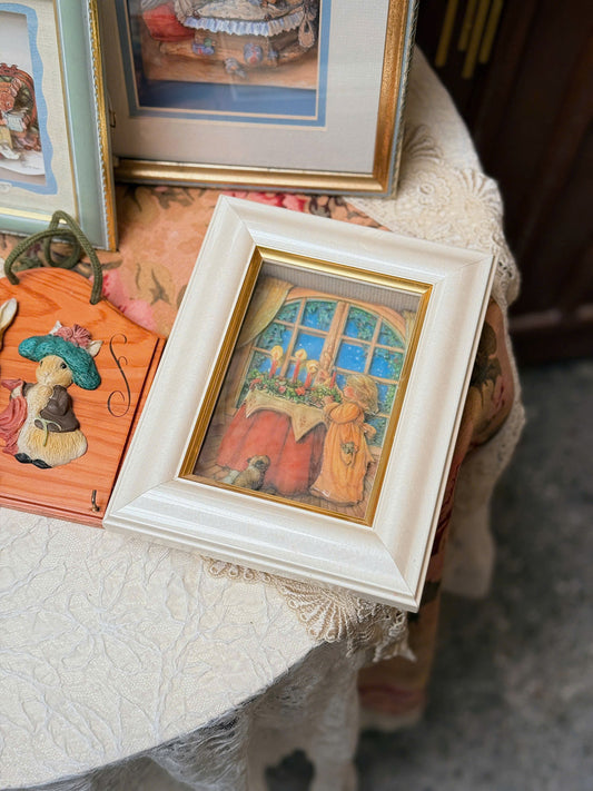 Little Girl Paper Tole Wooden Frame
