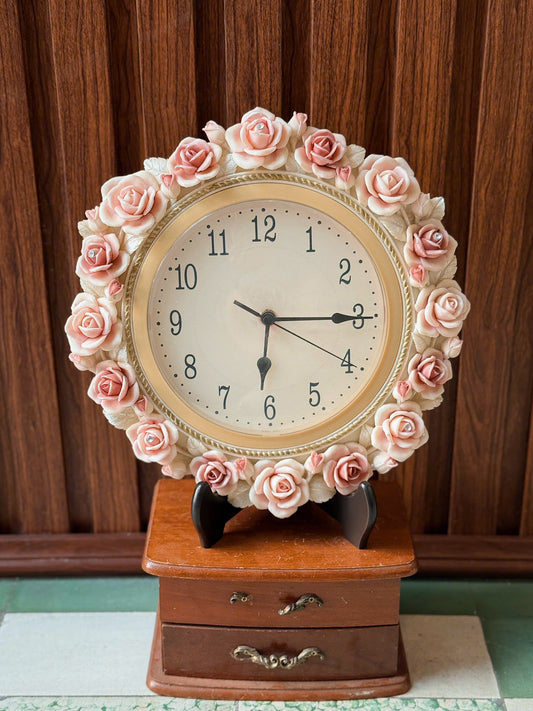 Vintage Rose Shaped Wall Clock