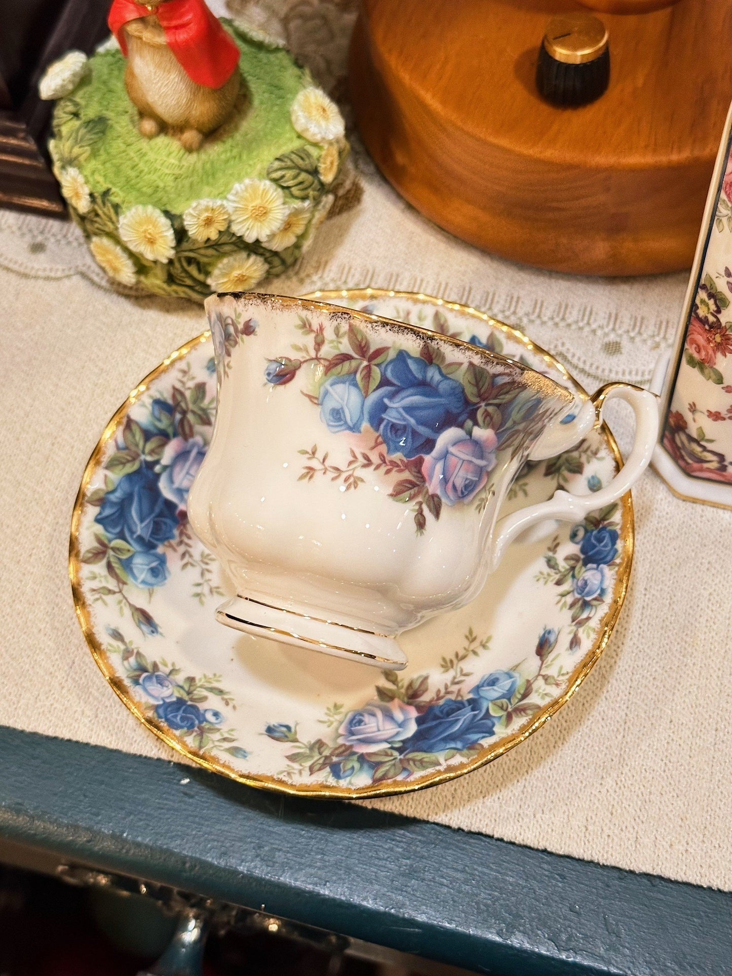 Bộ tách trà Royal Albert hoa hồng xanh ✨