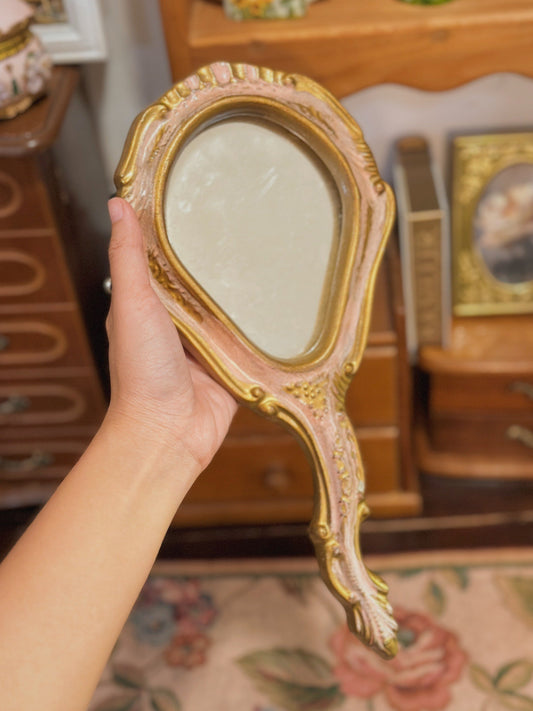 Gương cầm tay chạm khắc gỗ của Ý