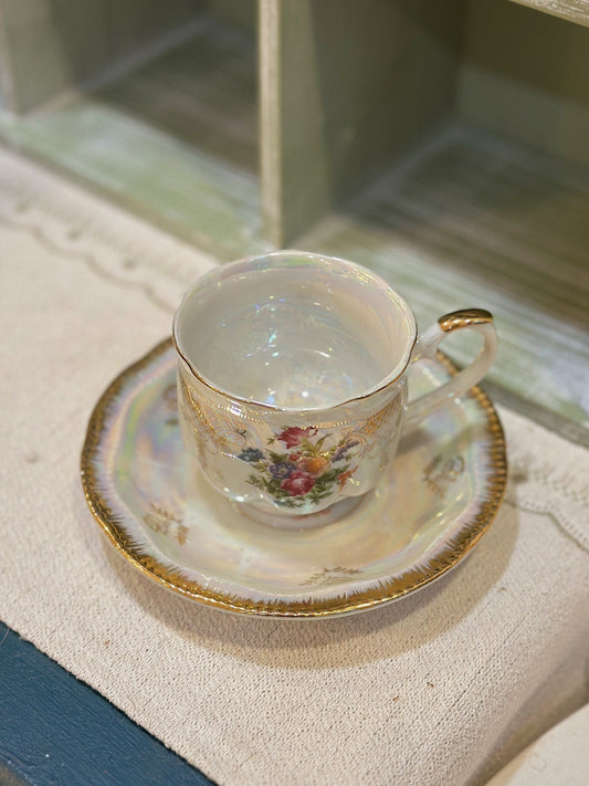 Bộ tách trà xà cừ họa tiết hoa viền vàng sang trọng✨