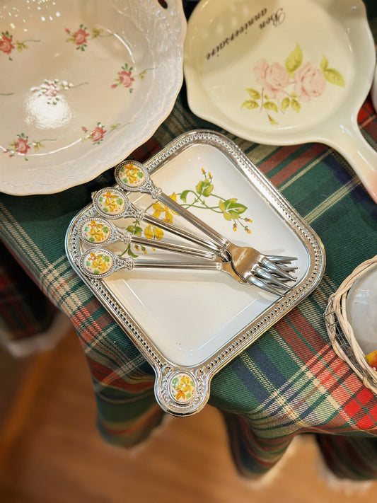 Vintage Enamel Plate and Fork
