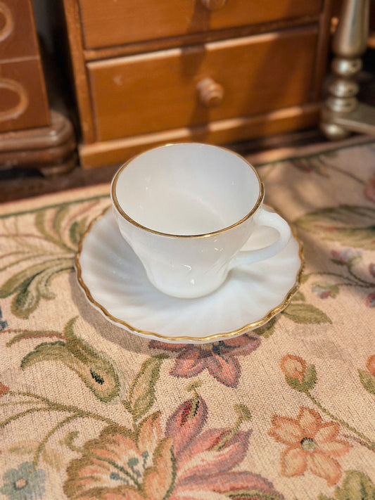 Glass Teacup & Saucer - Anchor Hocking Made in U.S.A