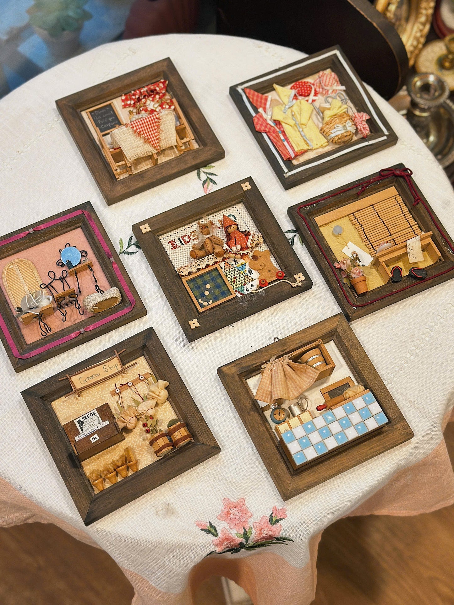 3D Miniature Handcrafted Wood Framed Wall Art Decor