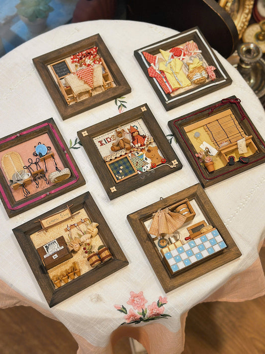 3D Miniature Handcrafted Wood Framed Wall Art Decor