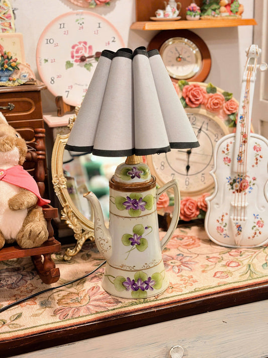 Reworked Hand Painted Teapot Lamp