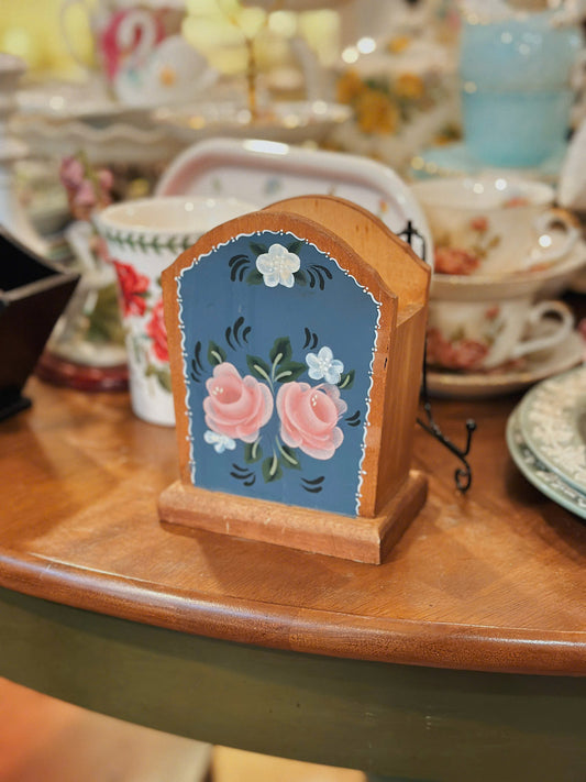 Vintage Hand Painted Wooden Pen/ Paintbrush Holder