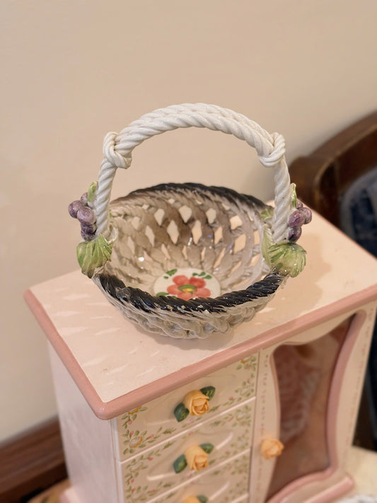 Vintage Ceramic Grape Basket - Made in Italy