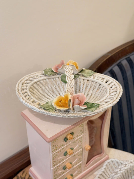 Vintage Rose Shaped Basket -Made in Italy