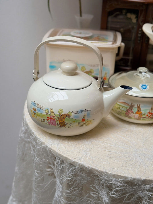 Family Bunny Enamel Kettle