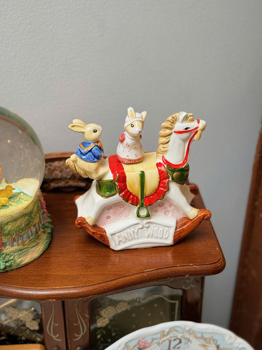 Vintage Anny Wood Ceramic Music Box