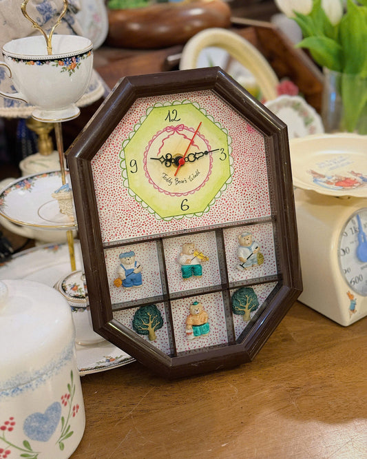 Reworked Hand Painted Teddy Clock