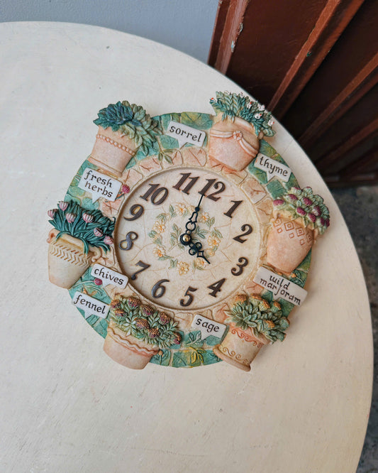 Vintage Garden Herbs Clock