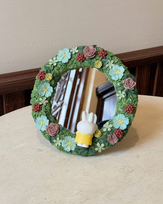 Floral Bunny Mirror Wreath