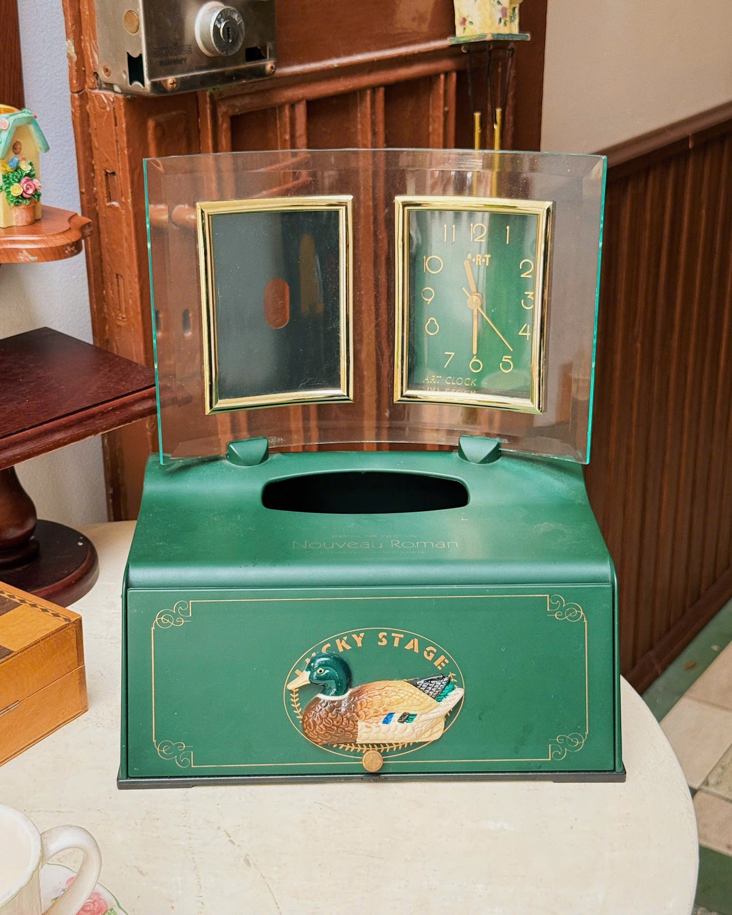 Vintage Duck Clock Tissue Box
