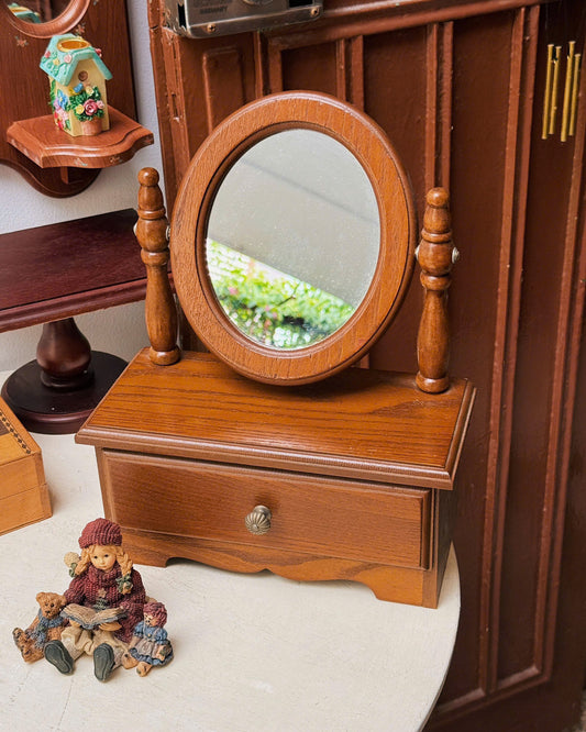 Vintage Wooden Vanity Mirror