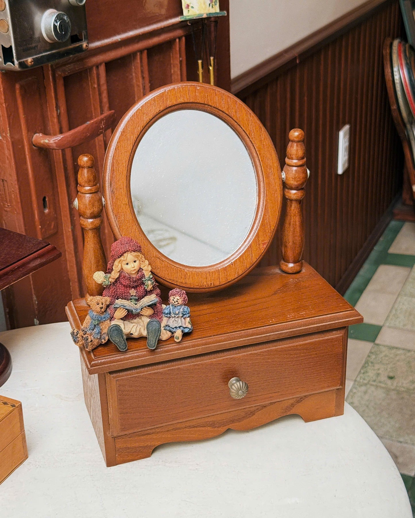 Vintage Wooden Vanity Mirror