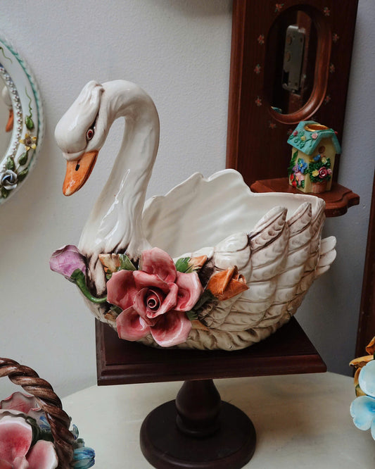 Vintage Swan Rose Ornament