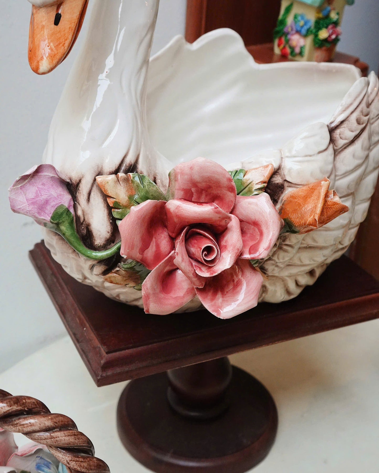 Vintage Swan Rose Ornament